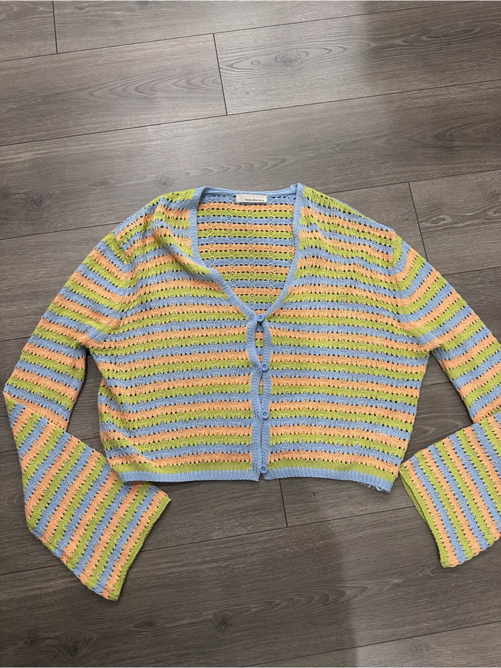 Lightweight Pastel Striped Crochet Cardigan Sweater